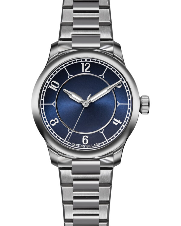 Часы Sartory-Billard SB04-E Nuances Navy Blue SB04_ENUANBL с синим циферблатом и каучуковым ремешком, вид спереди